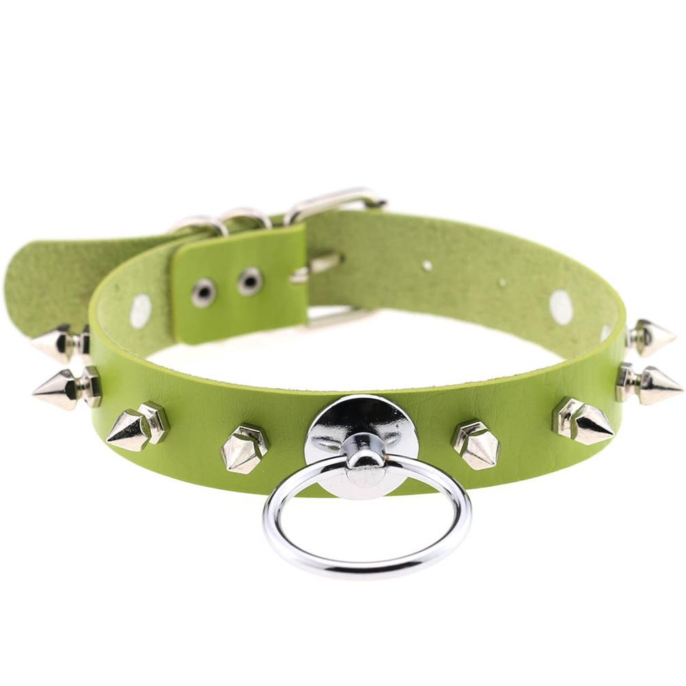 STUDDED LEATHER NECKLACE