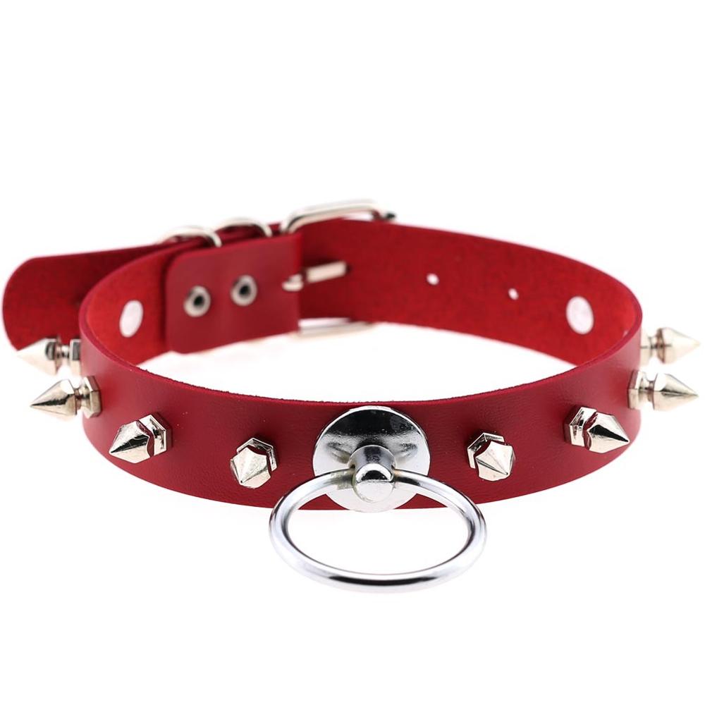 STUDDED LEATHER NECKLACE