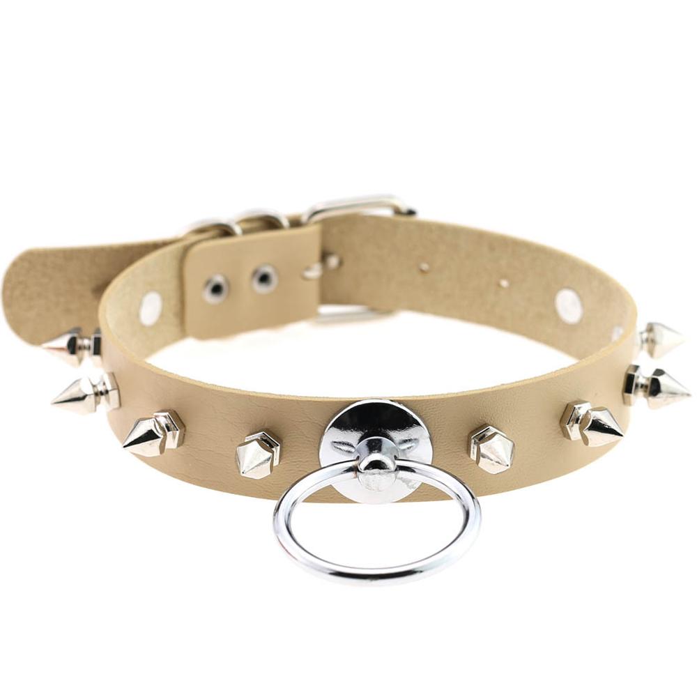 STUDDED LEATHER NECKLACE