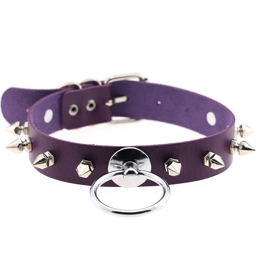 STUDDED LEATHER NECKLACE