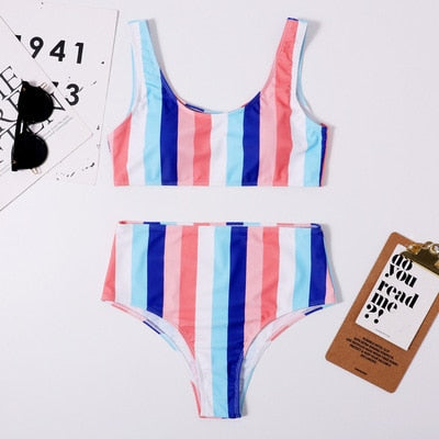 VERTICAL STRIPED BUSTIER BIKINI