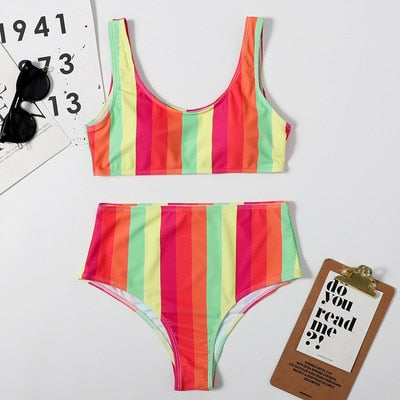 VERTICAL STRIPED BUSTIER BIKINI
