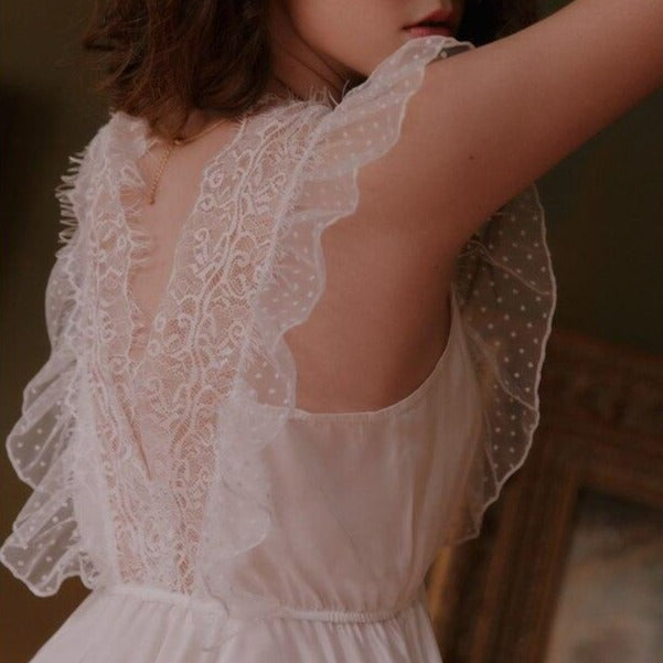 FRILLED LACE NIGHTDRESS