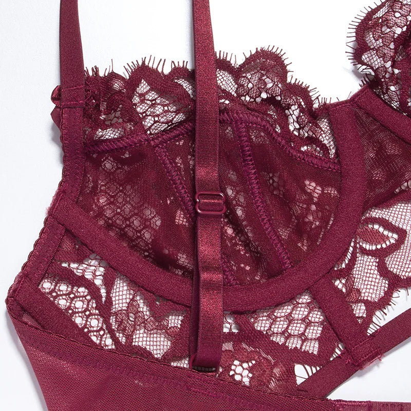 LACE HALF CORSET UNDERWEAR SET