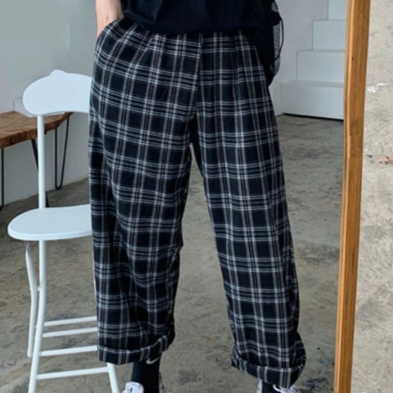 OVERSIZED PLUS SIZE CHECKED TROUSERS