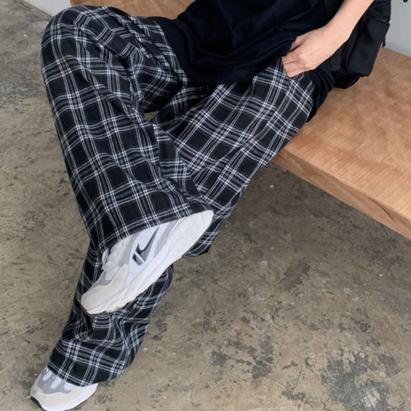 OVERSIZED PLUS SIZE CHECKED TROUSERS