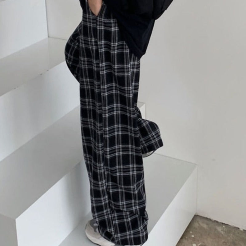 OVERSIZED PLUS SIZE CHECKED TROUSERS