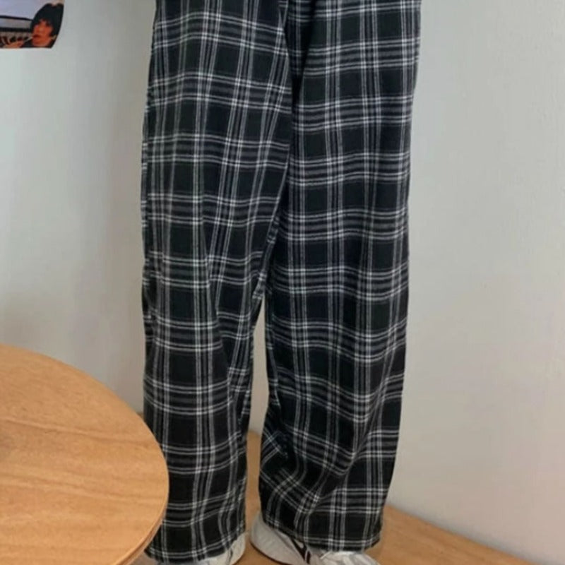 OVERSIZED PLUS SIZE CHECKED TROUSERS