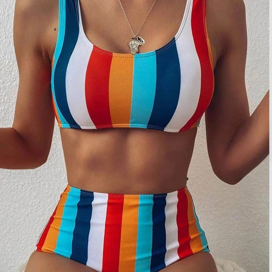 DİKEY ÇİZGİLİ BÜSTİYER BİKİNİ