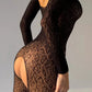 BETH – Organic Pattern Off-Shoulder Body-Hose - Noir