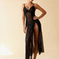 SYLVIA – Sheer Floor-Length Lace Slit Gown - Noir