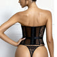 SABRINA – Strapless Eyelash Lace & Satin Corset - Noir