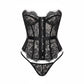 SABRINA – Strapless Eyelash Lace & Satin Corset - Noir