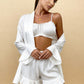 PENELOPE – Ruffled Satin 3-Piece Kimono Pajama Set - Pink