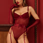 RUBY – Burgundy Mesh Bodysuit with Opera Gloves