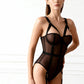 KAIA – Corset Effect & Vertical Stripe Garter Bodysuit