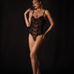 WILLOW – Black Sheer Mesh & Floral Embroidery Bodysuit