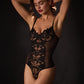 WILLOW – Black Sheer Mesh & Floral Embroidery Bodysuit