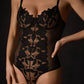 WILLOW – Black Sheer Mesh & Floral Embroidery Bodysuit