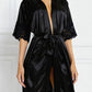 LUNA – Satin & Lace Sleeve Kimono Robe