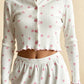 MAISIE – Floral Print Ribbed Knit Pajama Set - Pink