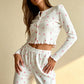 MAISIE – Floral Print Ribbed Knit Pajama Set - Pink