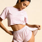 HALLIE – Striped Soft Jersey Crop & Split Short Set - Stripe