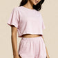 HALLIE – Striped Soft Jersey Crop & Split Short Set - Stripe