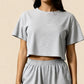 HALLIE – Striped Soft Jersey Crop & Split Short Set - Stripe