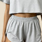HALLIE – Striped Soft Jersey Crop & Split Short Set - Stripe