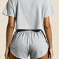 HALLIE – Striped Soft Jersey Crop & Split Short Set - Stripe