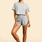HALLIE – Striped Soft Jersey Crop & Split Short Set - Stripe