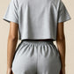 HALLIE – Striped Soft Jersey Crop & Split Short Set - Stripe