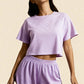 HALLIE – Striped Soft Jersey Crop & Split Short Set - Stripe