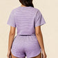 HALLIE – Striped Soft Jersey Crop & Split Short Set - Stripe