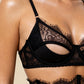 NICOLE – Eyelash Lace & Strappy Bustier Set - Noir