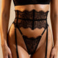 NICOLE – Eyelash Lace & Strappy Bustier Set - Noir