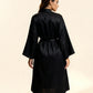 SHEBA – Tonal Leopard Satin Jacquard Kimono - Noir