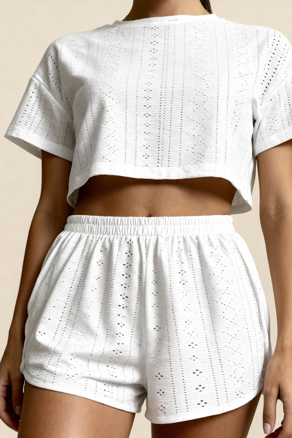 SUMMER – Broderie Anglaise Cotton Short Set - White