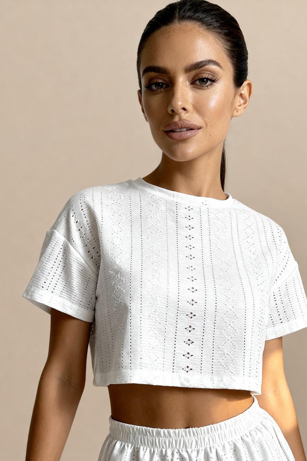 SUMMER – Broderie Anglaise Cotton Short Set - White