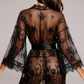KAZIA – Full Lace Transparent Kimono - Noir