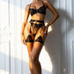 ZURI – Floral Lace & Strappy Racerback Garter Set - Noir