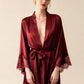 MILA – Silk Satin & Lace Sleeve Red Robe