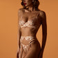 ELODIE – Fine Floral Embroidery Sheer Mesh Garter Set - Noir