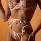 ELODIE – Fine Floral Embroidery Sheer Mesh Garter Set - Noir