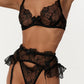 BELLE – Ruffled Garter & Black Lace Lingerie Set