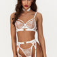 AURA – White Embroidery & Gold Hexagon Hardware Set