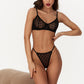 KATE – Black Monogram Sheer Mesh Lingerie Set