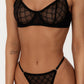KATE – Black Monogram Sheer Mesh Lingerie Set