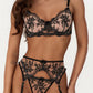 GISELLE – Nude Mesh & Black Floral Embroidery Garter Set